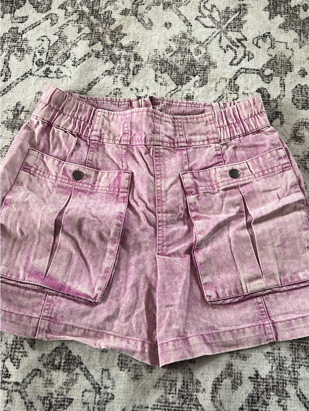 Free People Pink Acid Wash Cargo Skirt size 8
